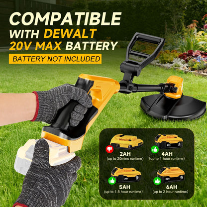 Cordless String Trimmer for Dewalt 20v Battery(Battery Not Included), 3-in-1 Weed Wacker Edger Grass Trimmer with Wheel, Lightweight Weed Eater Battery Powered w/8 Line Spools