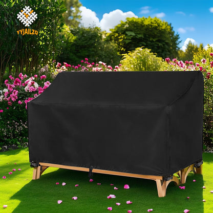 YYJAILZQ 2-Person Outdoor Glider Bench Cover Waterproof,Double Patio Gliders Rocking Chair Covers with Buckle,Wind-Proof/Anti-Uv Outside Loveseat Cover, 420D Oxford (44 * 30 * 35/24in,Black)