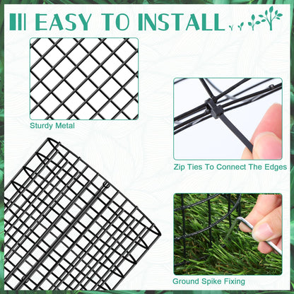 UJG 6PCS 48'' Metal Tree Protectors from Deer, Mesh Tree Bark Protector Guard from Deer, Tree Cages for Deer, Tree Trunk Protector to Protect Bark from Deer Mowers with Zip Ties & Metal Stakes