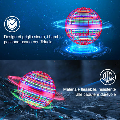 ANOEPUY Flying Orb Ball Toys 2025, Hover Boomerang Spinner Fly Ball Toys for Kids Teen Boys Girls, Soaring Hand Controlled Mini Drone Cosmic Globe Spinning Birthday for 6 7 8 9 10 11 12(Red)