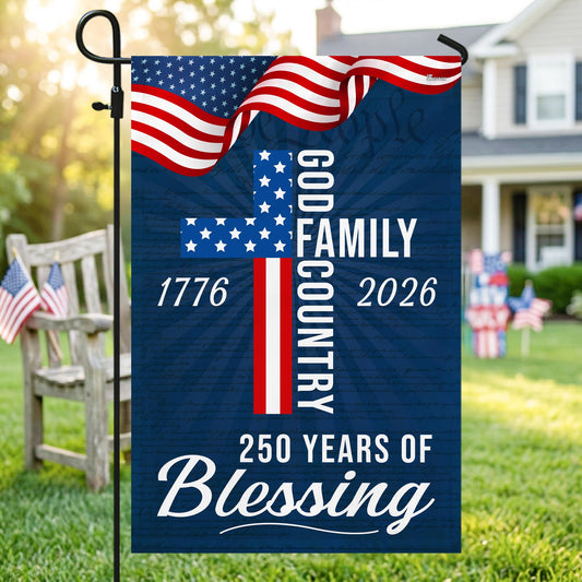 FLAGWIX American 250 Years of Blessing Flag - Polyester Double-sided Yard Flags For Outside Garden Flag (11.5" x 17.5") - 4th of July Decorations for Home Yard Garden Decor Banner, Gifts For Men Women