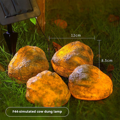 LIYAOLI Solar Rock Lights 4-Pack | Auto-Dimming & 8H Runtime | IP44 Waterproof Landscape Lighting for Garden/Pathway/Lawn Outdoor Decorative (Natural Stone Texture)