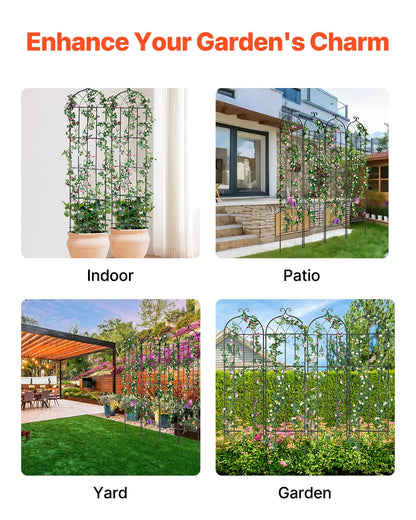 VEVOR Garden Trellis for Climbing Plants, 87 x 20 in, 4 Packs Rustproof Metal Garden Flower Rose Trellis, Outdoor Climbing Clematis Trellis Cucumbers Support for Courtyards Lawns