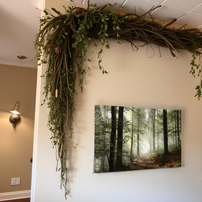 Forest Canvas Wall Art Trees Foggy Morning Spring Rustic Landscape for Bedroom Bathroom Decorations Modern Artwork Print Framed Painting Living Room Home Office Wall Décor 12x16inch