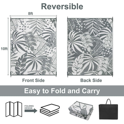 Anidaroel Outdoor Rugs 8x10ft for Patios Clearance Waterproof, Reversible Tropical Plastic Straw Camping Mat Outside Rug, Large Outdoor Area Rug for RV, Porch, Deck, Balcony, Picnic(8'x10')