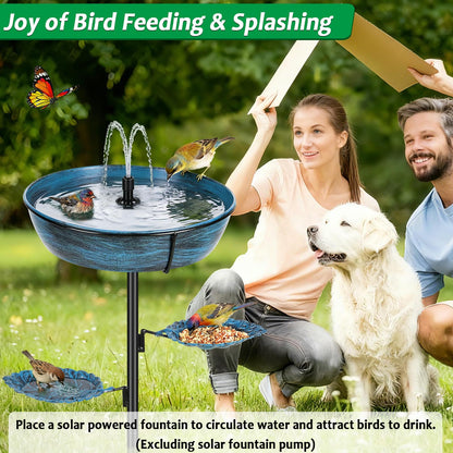 Olpchee Metal Bird Bath for Outdoor - Garden Bird Bath with Removable Bowl Heavy-Duty Base, Winter Birdbath Feeder Rust-Proof Birdbaths for Garden Yard Lawn Decor, Easy to Install(Blue)