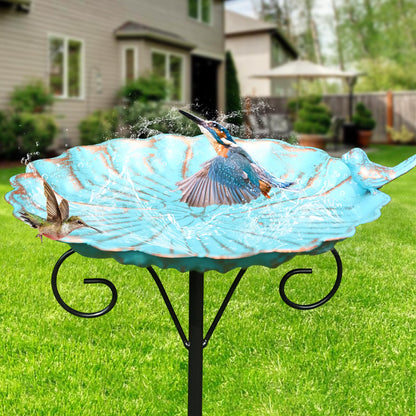 VCUTEKA Bird Baths for Outdoor, Metal Garden BirdBath with Bird Statue and Detachable Bird Bath Bowl for Yard Patio Lawn Decor