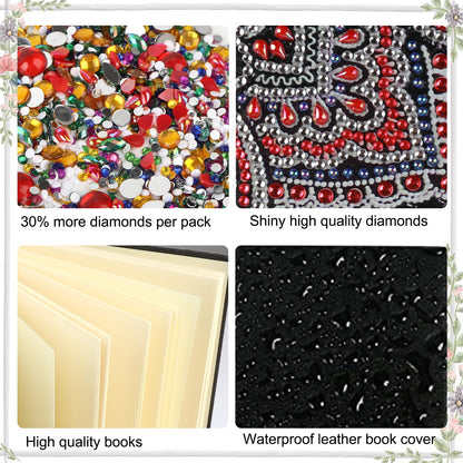 JISHSHAY Diamond Art Notebook Journal Dragon Diamond Painting Note Book Dragon Gem Art Sketchbook Mosaic Kits for Adults Diary Gem Painting Leather Journal A5 Notebook with Special Shaped Drills