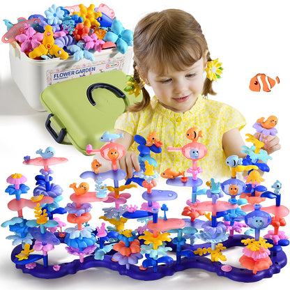 Doloowee 156Pcs Flower Garden Building Toys for Girls 3 4 5 6 7 8Year Old, Upgrade DIY Marine Coral Stacking Toys, STEM Preschool Educational Toddler Toys