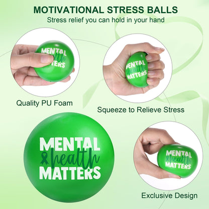 Aneco 24 Pieces Mental Health Awareness Stress Balls Mini Motivational Foam Toys Bulk Encouraging Mental Health Gifts Anxiety Stress Relief Toys for Fundraiser Gifts Supporting Minds