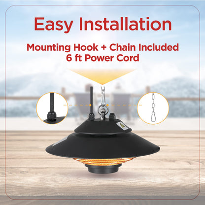 BLACK+DECKER Patio Electric Heater for Ceiling, Heater for Outside with Remote Control