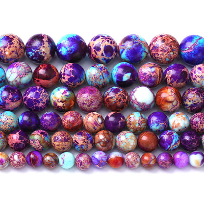 6mm 60pcs Natural Stone Galaxy Purple Sea Sediment Imperial Jasper Loose Beads for Jewelry Making DIY Bracelet Necklace