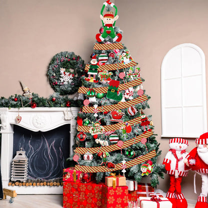 43 Pcs Elf Christmas Tree Decorations Elf Christmas Tree Hanging Ornaments Topper Candy Ball Pendant Red White Green Hanging Ornaments for Holiday Party Decoration