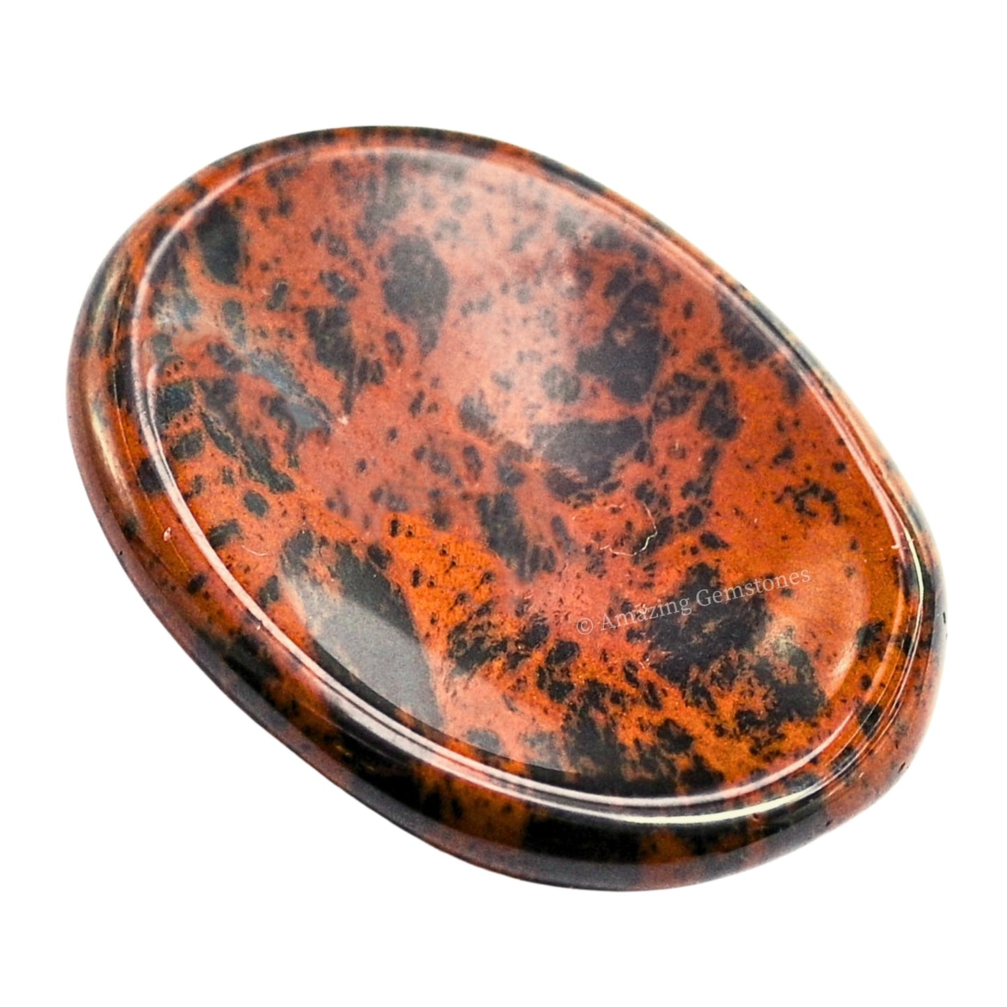Amazing Gemstone Mahogany Obsidian Worry Stone Crystals and Healing Stones - Worry Stones for Stress Relief Gifts - Piedra Crystal Fidget for Meditation - Unique Stocking Stuffers Gifts for Women, Men