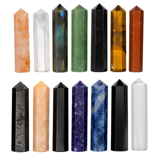 Amazing Gemstone Crystal Points Mix 14 Pcs Healing Crystals and Stones - Hexagonal Healing Point Bulk Crystals for Crafts - Premium Gemstones and Crystals