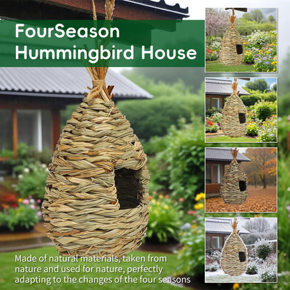 Gute Hummingbird Houses for Outside Hanging, Natural Grass Hanging Bird Hut, Hand Woven Bird Nest, Large Wren Finch Bird House for Garden Window Outdoor Home Decoration, 3 Pack
