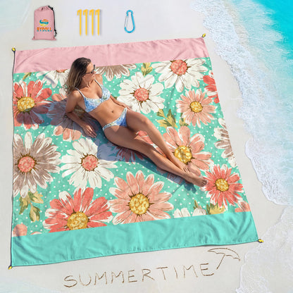 BYDOLL Beach Blanket Waterproof Sandproof 78''×81'' Suits1-4 Adults Compact Lightweight Oversized Sand-Free Blanket Large Picnic Mat for Beach Travel Camping Hiking