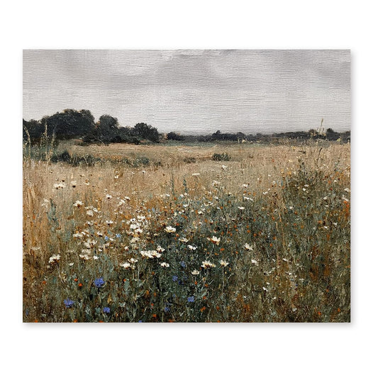 bitCNY Wildflower Meadow Diamond Art Kits, Vintage Landscape Field Flowers Diamond Dots Gem Painting Art Kits for Adults, Nature Farmhouse Room Decor 9.8x11.8 Inch