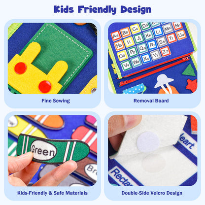 Asten Busy Board Montessori Toys for Toddlers: Busy Book Sensory Board Quiet Books Educational Activity Book for 3 4 5 Year Old Gifts for Boys Girls Kids, Toddler Travel Toys for Airplane Car (Blue)