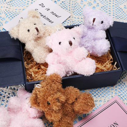 6 Pieces Mini Bear Plush Stuffed 4 Inch Small Bear Bulk Animal Toys for Baby Shower Party Favors Tiny Soft Doll Gifts for Graduation Keychain Bag Charm Supplies(Brown, Apricot)