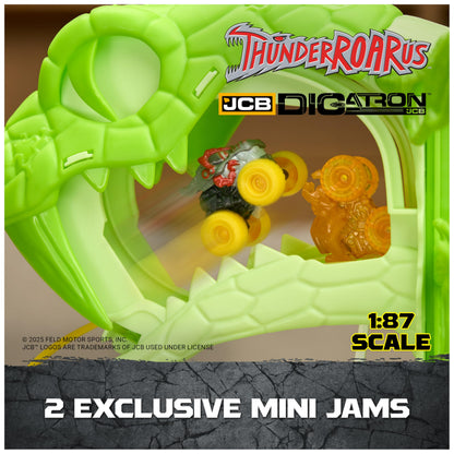 Monster Jam Mini Jams, Cobra’s Crazy Escape 28” Motorized Playset, 2 Exclusive Die-Cast ThunderROARus and JCB Digatron Monster Trucks, Kids Toys for Boy and Girls Ages 3 and up