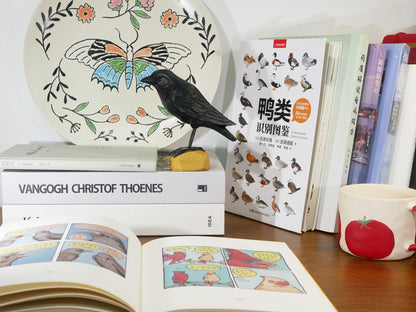 DinNingNing Wood Crow Figurine Black Raven Decor Small Animal Statues Carving Sculpture Ornament Bird Gifts