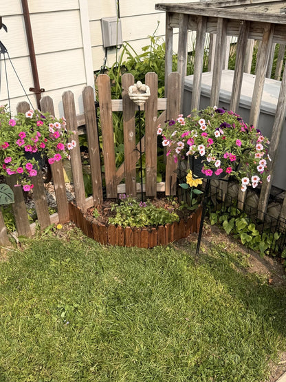 Wood Garden Edging, Wooden Fence Border Decorative Small Picket Panels for Flower Bed Barriers and Landscape Fencing (5.9" H x 47" L, 1 Pack)