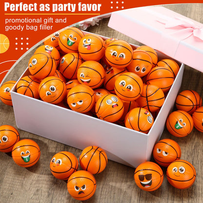 Libima 120 Pcs Mini Face Basketball Stress Balls Bulk 2 Inch Foam Sports Squeeze Balls Small Funny Anxiety Relief Toy for Kid Adult School Gift Class Prizes Party Decoration Supplies (Orange)