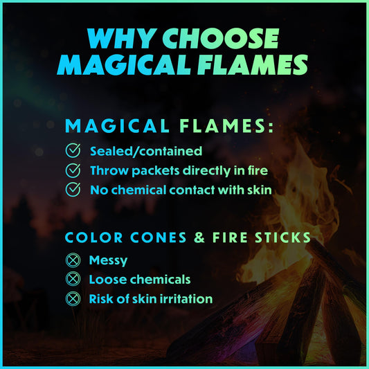 Magical Flames Fire Color Packets (Ultimate 25 Pack), Vibrant Multi-Color Fire for Fire Pits, Campfires, Bonfires & Fireplaces - Camping Essentials & Outdoor Party Accessories