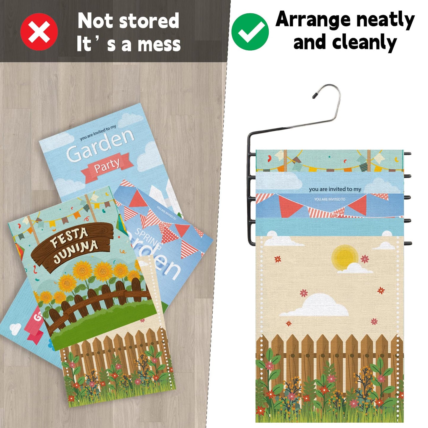 4 Pack Garden Flag Hangers with 12 Stands Large Yard Flag Holder Garden Flag Holder for Holiday Themed Displays Multi-Tier Outdoor Organizer for Flags Clothing Jeans Trouser Pants Hangers