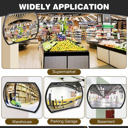 2 Pcs Garage Parking Indoor Acrylic Convex Security Mirror, 18" x 12" Rectangular Convex Corner Blindspot Mirror with Protective Film for Driveway Traffic