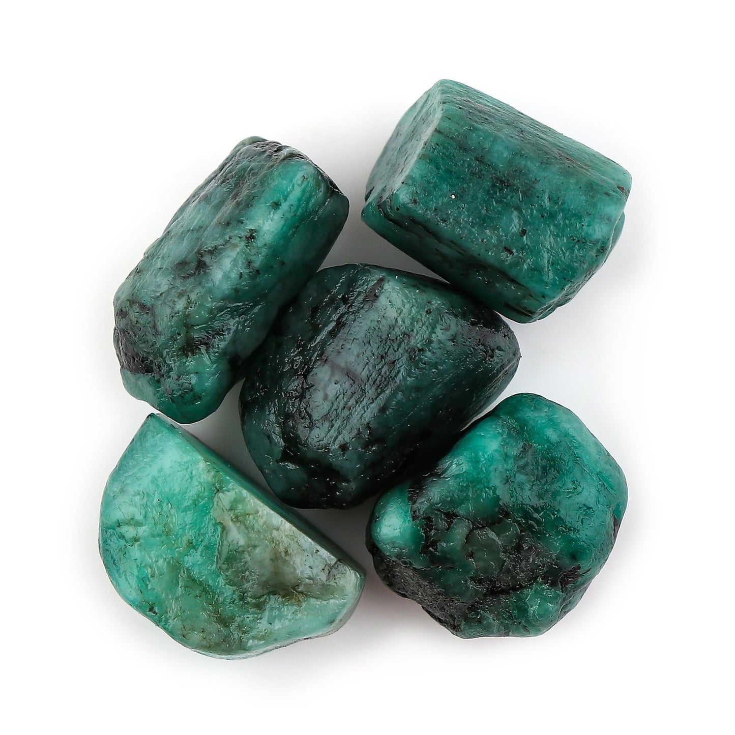CRYSTALINES 5pcs Wholesale Natural Raw Emerald Gemstone, Untreared Rough Stones, Bulk Loose Supplies, DIY Jewelry Making, Gem Collection, Chakra Healing Crystals, May Birthstone