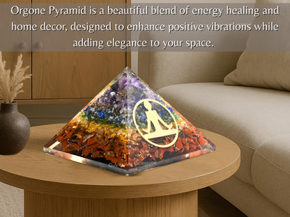 Amazing Gemstone Large Orgone Pyramid | Natural Chakra Pyramid Crystal | Buddha Orgonite Pyramid | Organ Pyramids Positive Energy Healing