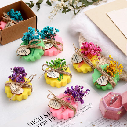 Kigeli Set of 45 Soap Favors DIY Bridal Shower Favors Bulk Wedding Soap Gifts Baby Shower Scented Soap Favors Natural Handmade Soap Bars for Wedding Bridal Shower (Green, Yellow, Red, Flower)