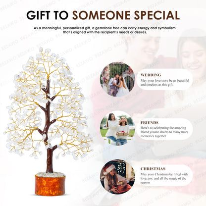 Crocon® Clear Quartz Crystal Tree of Life, Birthday Gifts for Women & Men, House Decor for Shelf Healing Crystals, Spiritual Gift Room Decor, House Warming Gifts New Home, Birthday Gift for Mom