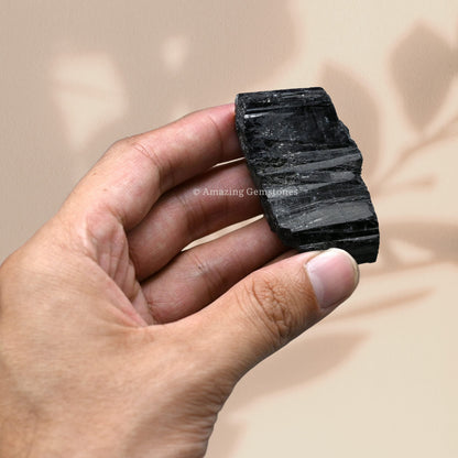 Amazing Gemstone Black Tourmaline Crystals Rough Stone in Bulk, 1/2lb Regular Pieces Turmalina Negra Piedra Originales, Large Black Tourmaline Crystal Healing Stones for Protection