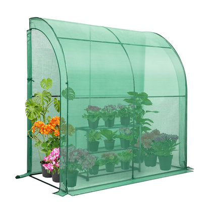 EAGLE PEAK 3 Tier Lean to Portable Greenhouse, Heavy-Duty Indoor & Outdoor Garden with Wire Shelves, 2 Roll-Up Zipper Doors, Easy Assembly, 79"x39"x83" Clear/Green PE Cover