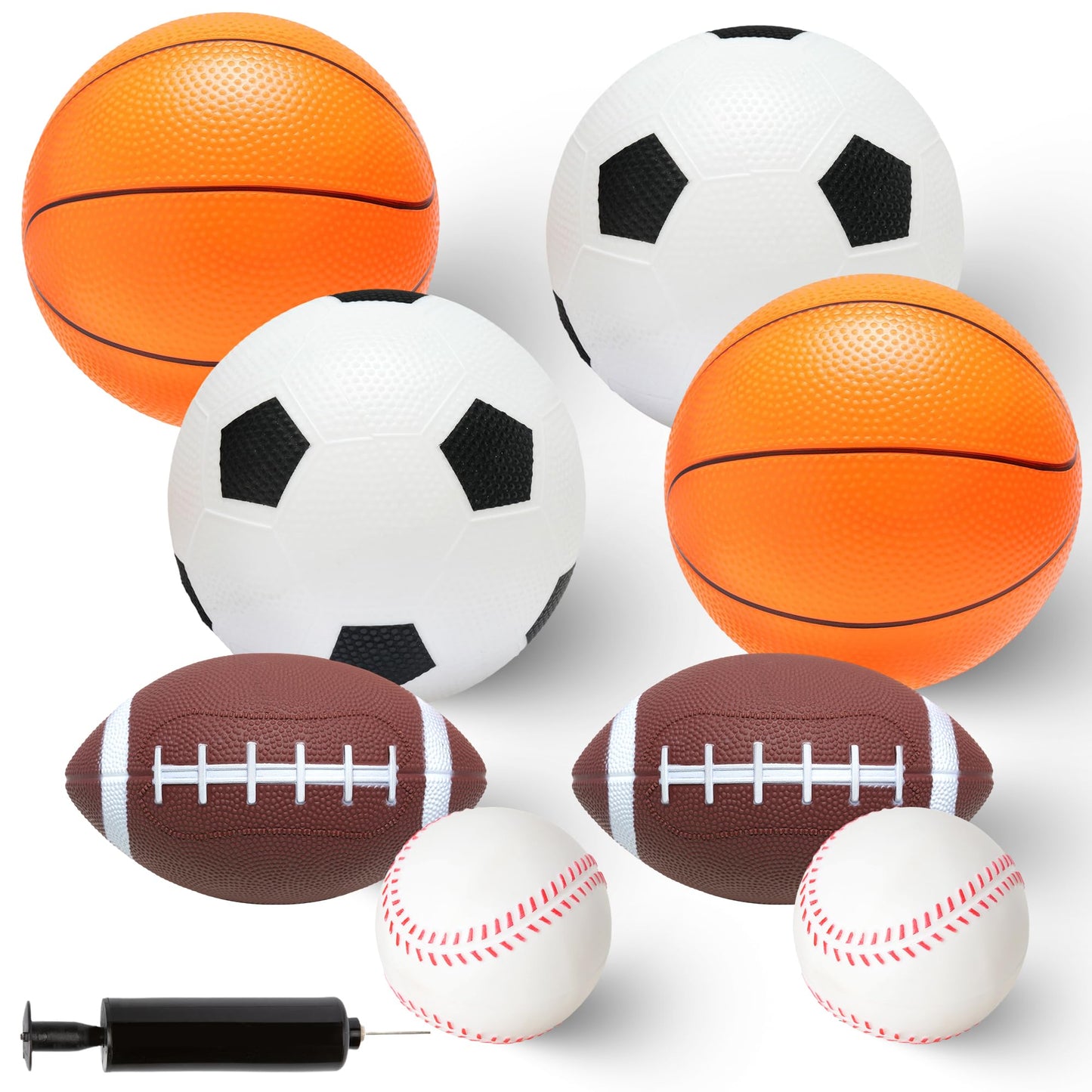 PARENTSWELL 8 Pcs Balls for Toddlers 1-3 Age, Kids Ball Toys Set (Football, Basketball, Soccer, Baseball) Baby Balls for Outside Playground, Boys Girls