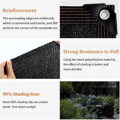Shade Cloth 90% 10 Ft x 13 Ft Sun Shade Net with Grommets UV-Blocking Net for Plants Cover Greenhouse Barn Flowers Patio Lawn Outdoor