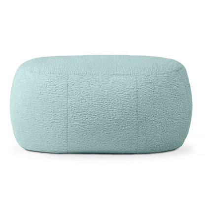 Jaxx Ellis Ottoman Shearling Faux-Lamb Plush Pouf for Modern Interior Design, Oval, Mineral Green