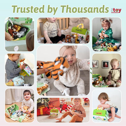 OUOZZZ 1 2 3 Year Old Toys - Mini Zoo Stuffed Animals Set – Interactive Plush Toys for Babies & Toddlers, Travel-Friendly & Huggable, Portable Gift, Safe & Washable 9.8"