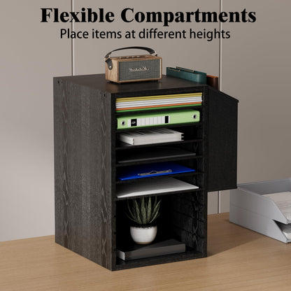 Unionly, Office Mail Sorter, Wooden Paper Organizer With Storage Bag, 10 Tier Adjustable Classroom Mailbox, Removable Classroom Organization, Teacher Desk Organization for Office, Study, Black