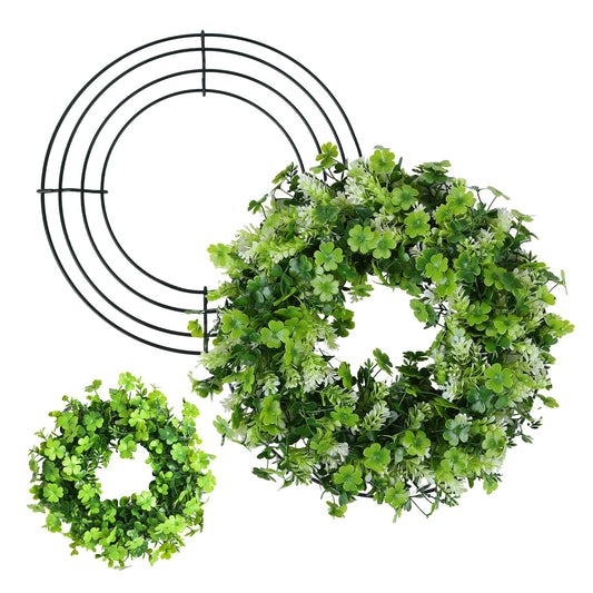 2 Pack Wreath Frames, 12 Inch Large Wire Wreath Frames Form, Dark Green Round Metal Wreaths Ring Frame for St Patricks Day Easter Wreaths Making Supply, Front Door DIY Craft Outdoor Home Decor