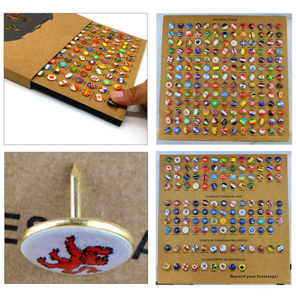 Map Pins, 291Pcs Flags Pins of The World Map Pin Board, Decorative Push Pins for Cork Board, Travel Map