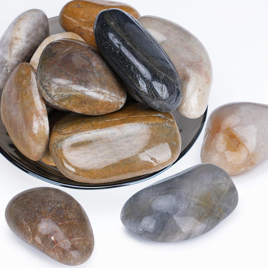 Pulovin 20 lbs River Rocks for Plants, 2-3 Inch Decorative Garden Rocks Outdoor Landscaping, Large Polished Natural Stone for Walkways, Yard, Vases, Crafts