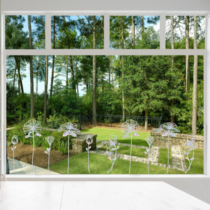 10 Flower Window Decals - Anti-Collision Stickers to Save Birds, Reusable Vinyl Rainbow Stickers
