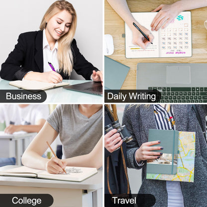 EMSHOI A5 Dotted Notebook Hardcover Leather Journal, 256 Pages 120gsm Thick Paper A5 Journal 5.75"x8.38", 16 Perforated Pages & Inner Pocket, Durable Dot Grid Notebook for Bullet Journaling, Yellow