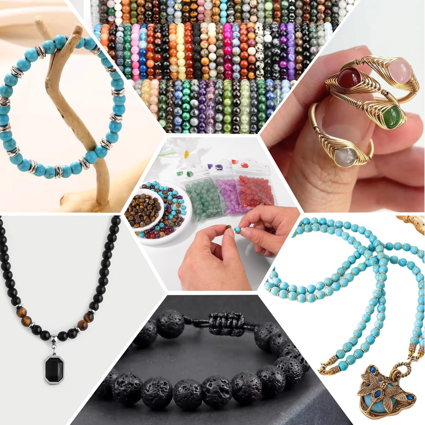 Raicegs 100pcs 8mm Tiger’s Eye Beads Natural Gemstone Beads Round Loose Beads for Jewelry Making DIY Bracelets Necklace