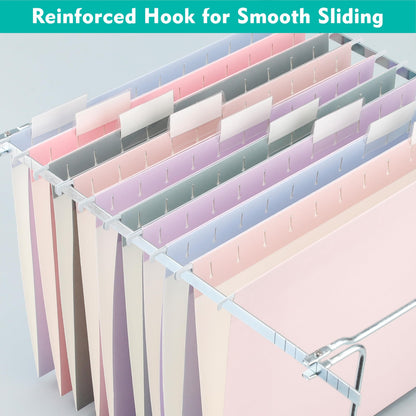 Zzrywuty Hanging File Folders Letter Size, 12-Pack Hanging File Folder with 1/5-Cut Tabs, Pastel File Folders Hanging Organizers for Filing Cabinet, Bulky Files & Medical Charts
