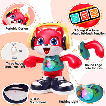 Baby Toys, Dancing Cat for Baby Boys & Girls with Music & Recording, Kids Interactive Early Learning Educational Toddler Toys for 2 3 Year Old Boys Girls with Sound Lights Effect Birthday Xmas Gift